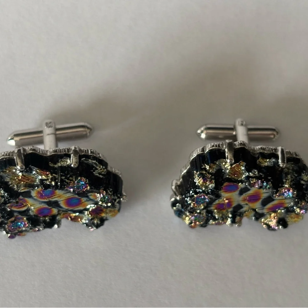 Vintage Swank Lava Rock Cuff Links Peacock- blue, Green, purple